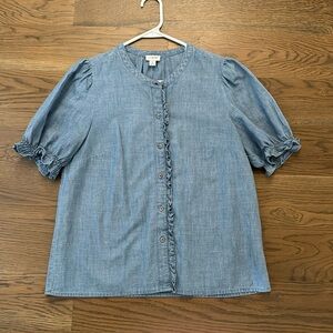 Jcrew Size medium ruffle chambray button down